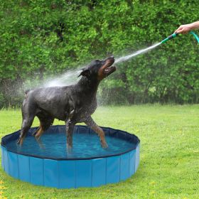 Foldable Dog Pet Bath Pool;  63" Diameter Large Collapsible Wading Pool Pits Ball Pool Portable Bathing Swimming Tub for Dogs Cats Indoor & Outdo